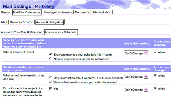 Mail File Preferences - Access & Delegation - Access to your Schedule �Ӹ�ǩ